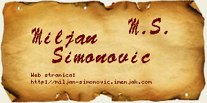 Miljan Simonović vizit kartica